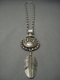 Heavy Thick Sterling Native American Jewelry Silver! Vintage Navajo Ben Begaye Feather Necklace Old-Nativo Arts