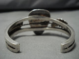Heavy Thick Vintage Native American Navajo Bisbee Turquoise Sterling Silver Leaf Bracelet Old-Nativo Arts