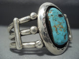 Heavy Thick Vintage Navajo Blue Royston Turquoise Sterling Native American Jewelry Silver Bracelet Old-Nativo Arts