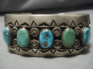 Heavy!! Thick Vintage Navajo Turquoise Sterling Silver Native American Bracelet-Nativo Arts