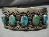 Heavy!! Thick Vintage Navajo Turquoise Sterling Silver Native American Bracelet-Nativo Arts