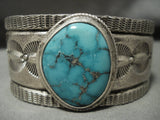 Heavy Tufa Casted Navajo Spiderweb Turquoise Native American Jewelry Silver Sun Flares Bracelet-Nativo Arts