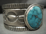 Heavy Tufa Casted Navajo Spiderweb Turquoise Native American Jewelry Silver Sun Flares Bracelet-Nativo Arts