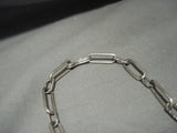 Heavy Very 'Unique Thick Chain' Vintage Navajo Bear Native American Jewelry Silver Necklace-Nativo Arts