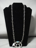 Heavy Very 'Unique Thick Chain' Vintage Navajo Bear Native American Jewelry Silver Necklace-Nativo Arts