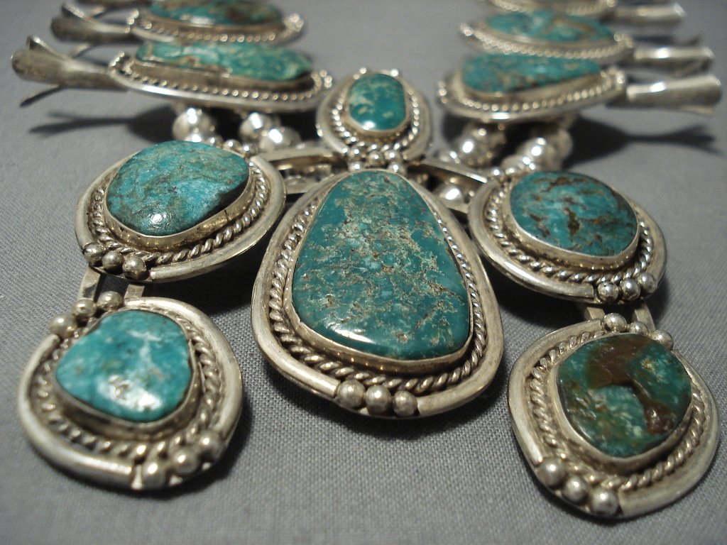 Heavy!! Vintage Native American Jewelry Navajo Green Turquoise