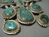 Heavy!! Vintage Native American Jewelry Navajo Green Turquoise Sterling Silver Squash Blossom Necklace-Nativo Arts