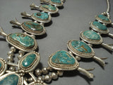 Heavy!! Vintage Native American Jewelry Navajo Green Turquoise Sterling Silver Squash Blossom Necklace-Nativo Arts