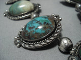 Heavy Vintage Native American Jewelry Navajo Green Turquoise Sterling Silver Squash Blossom Necklace Old-Nativo Arts