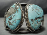 Heavy Vintage Native American Jewelry Navajo Natural Fox Turquoise Sterling Silver Bracelet-Nativo Arts