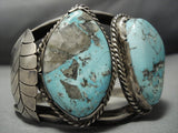 Heavy Vintage Native American Jewelry Navajo Natural Fox Turquoise Sterling Silver Bracelet-Nativo Arts