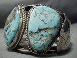 Heavy Vintage Native American Jewelry Navajo Natural Fox Turquoise Sterling Silver Bracelet-Nativo Arts