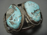Heavy Vintage Native American Jewelry Navajo Natural Fox Turquoise Sterling Silver Bracelet-Nativo Arts