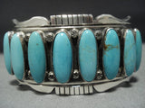 Heavy Vintage Native American Jewelry Navajo Rare #8 Turquoise Sterling Silver Bracelet Old-Nativo Arts