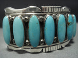 Heavy Vintage Native American Jewelry Navajo Rare #8 Turquoise Sterling Silver Bracelet Old-Nativo Arts