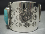 Heavy Vintage Native American Jewelry Navajo Rare #8 Turquoise Sterling Silver Bracelet Old-Nativo Arts