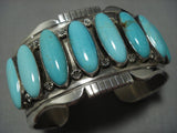 Heavy Vintage Native American Jewelry Navajo Rare #8 Turquoise Sterling Silver Bracelet Old-Nativo Arts