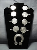 Heavy!! Vintage Native American Jewelry Navajo Sterling Silver Squash Blossom Necklace Old-Nativo Arts