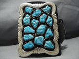 Heavy! Vintage Native American Jewelry Navajo Turquoise Sterling Silver Ketoh Bowguard Bracelet Old-Nativo Arts