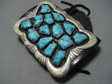Heavy! Vintage Native American Jewelry Navajo Turquoise Sterling Silver Ketoh Bowguard Bracelet Old-Nativo Arts
