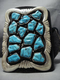 Heavy! Vintage Native American Jewelry Navajo Turquoise Sterling Silver Ketoh Bowguard Bracelet Old-Nativo Arts