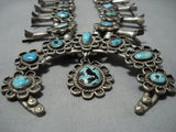 Heavy!! Vintage Native American Jewelry Navajo Turquoise Sterling Silver Squash Blossom Necklace-Nativo Arts