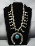 Heavy!! Vintage Native American Jewelry Navajo Turquoise Sterling Silver Squash Blossom Necklace- 345 Gm-Nativo Arts