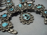 Heavy!! Vintage Native American Jewelry Navajo Turquoise Sterling Silver Squash Blossom Necklace-Nativo Arts