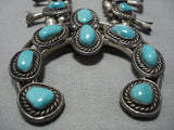 Heavy!! Vintage Native American Jewelry Navajo Turquoise Sterling Silver Squash Blossom Necklace Old-Nativo Arts