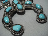 Heavy!! Vintage Native American Jewelry Navajo Turquoise Sterling Silver Squash Blossom Necklace Old-Nativo Arts