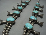 Heavy Vintage Native American Jewelry Navajo Turquoise Sterling Silver Squash Blossom Necklace Old-Nativo Arts
