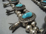 Heavy!! Vintage Native American Jewelry Navajo Turquoise Sterling Silver Squash Blossom Necklace Old-Nativo Arts
