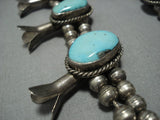 Heavy Vintage Native American Jewelry Navajo Turquoise Sterling Silver Squash Blossom Necklace Old-Nativo Arts