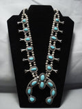 Heavy!! Vintage Native American Jewelry Navajo Turquoise Sterling Silver Squash Blossom Necklace Old-Nativo Arts