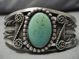 Heavy!! Vintage Native American Navajo Domed Cerrillos Turquoise Sterling Silver Bracelet Old-Nativo Arts