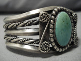 Heavy!! Vintage Native American Navajo Domed Cerrillos Turquoise Sterling Silver Bracelet Old-Nativo Arts