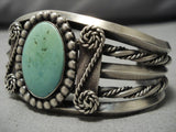 Heavy!! Vintage Native American Navajo Domed Cerrillos Turquoise Sterling Silver Bracelet Old-Nativo Arts