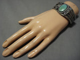 Heavy!! Vintage Native American Navajo Domed Cerrillos Turquoise Sterling Silver Bracelet Old-Nativo Arts