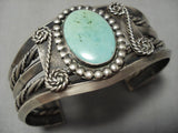 Heavy!! Vintage Native American Navajo Domed Cerrillos Turquoise Sterling Silver Bracelet Old-Nativo Arts