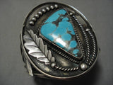 Heavy!! Vintage Native American Navajo Spiderweb Turquoise Sterling Silver Bracelet Old-Nativo Arts