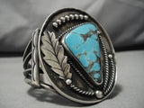 Heavy!! Vintage Native American Navajo Spiderweb Turquoise Sterling Silver Bracelet Old-Nativo Arts