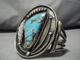 Heavy!! Vintage Native American Navajo Spiderweb Turquoise Sterling Silver Bracelet Old-Nativo Arts