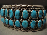 Heavy Vintage Navajo 'Duel Row' Turquoise Native American Jewelry Silver Antique Bracelet Old-Nativo Arts