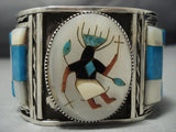 Heavyweight Vintage Native American Jewelry Navajo Kachina Turquoise Sterling Silver Bracelet-Nativo Arts