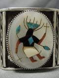 Heavyweight Vintage Native American Jewelry Navajo Kachina Turquoise Sterling Silver Bracelet-Nativo Arts
