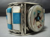 Heavyweight Vintage Native American Jewelry Navajo Kachina Turquoise Sterling Silver Bracelet-Nativo Arts