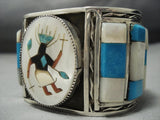 Heavyweight Vintage Native American Jewelry Navajo Kachina Turquoise Sterling Silver Bracelet-Nativo Arts