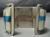 Heavyweight Vintage Native American Jewelry Navajo Kachina Turquoise Sterling Silver Bracelet-Nativo Arts