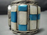 Heavyweight Vintage Native American Jewelry Navajo Kachina Turquoise Sterling Silver Bracelet-Nativo Arts