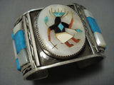 Heavyweight Vintage Native American Jewelry Navajo Kachina Turquoise Sterling Silver Bracelet-Nativo Arts